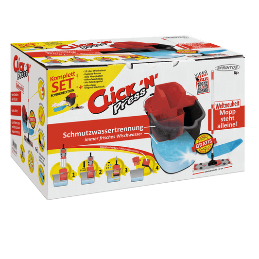 Sprintus Click ´N´ Press 7-teiliges Bodenwisch-Komplett Set inkl. Magnetstaubtuch