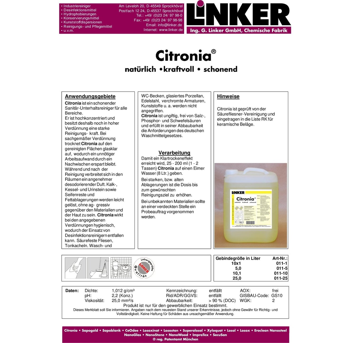Linker Citronia 1L / 10L Unterhaltsreiniger