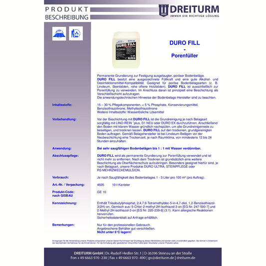 Dreiturm Duro Fill 10L Boden Porenfüller