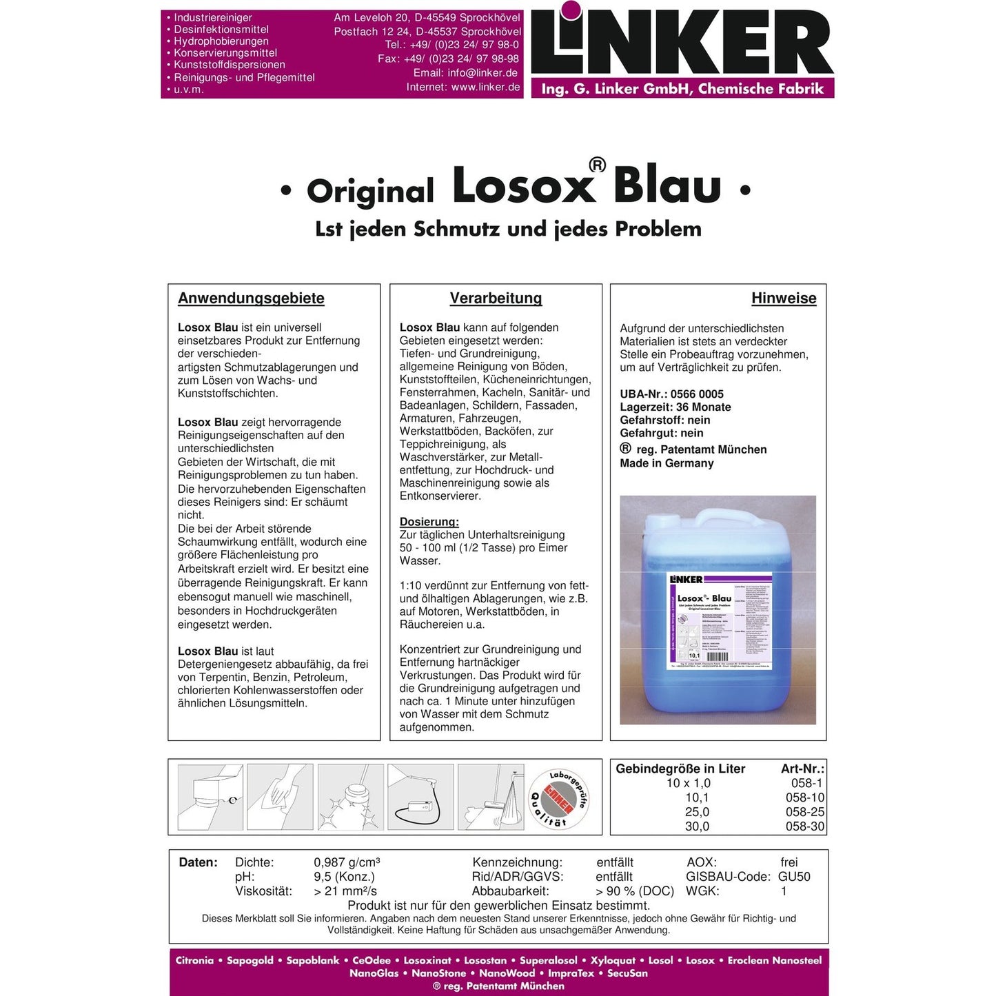 Linker Losox Blau 1L / 10L Grundreiniger