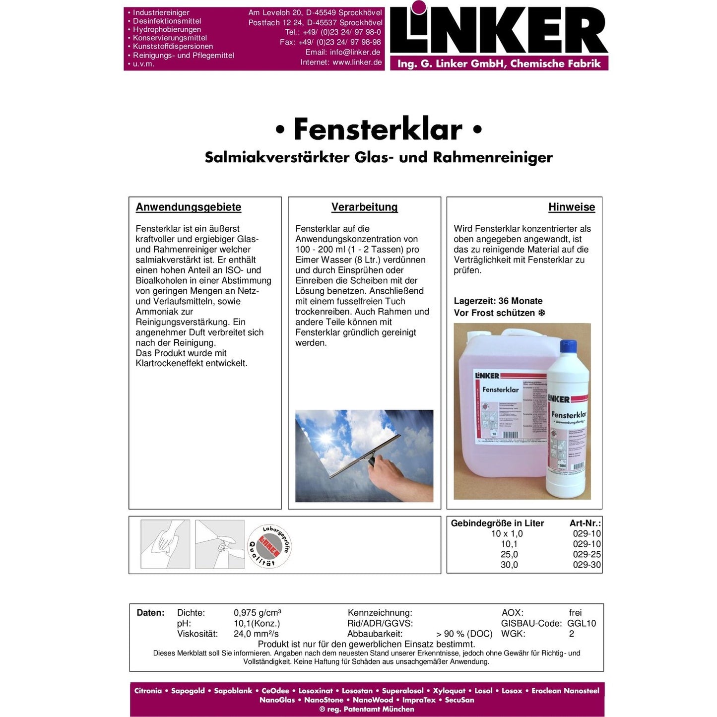 Fensterklar 1L / 10L