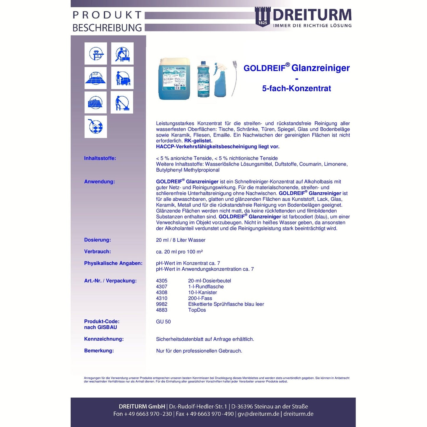 Dreiturm Goldreif® Klarwischpflege 1L / 10L