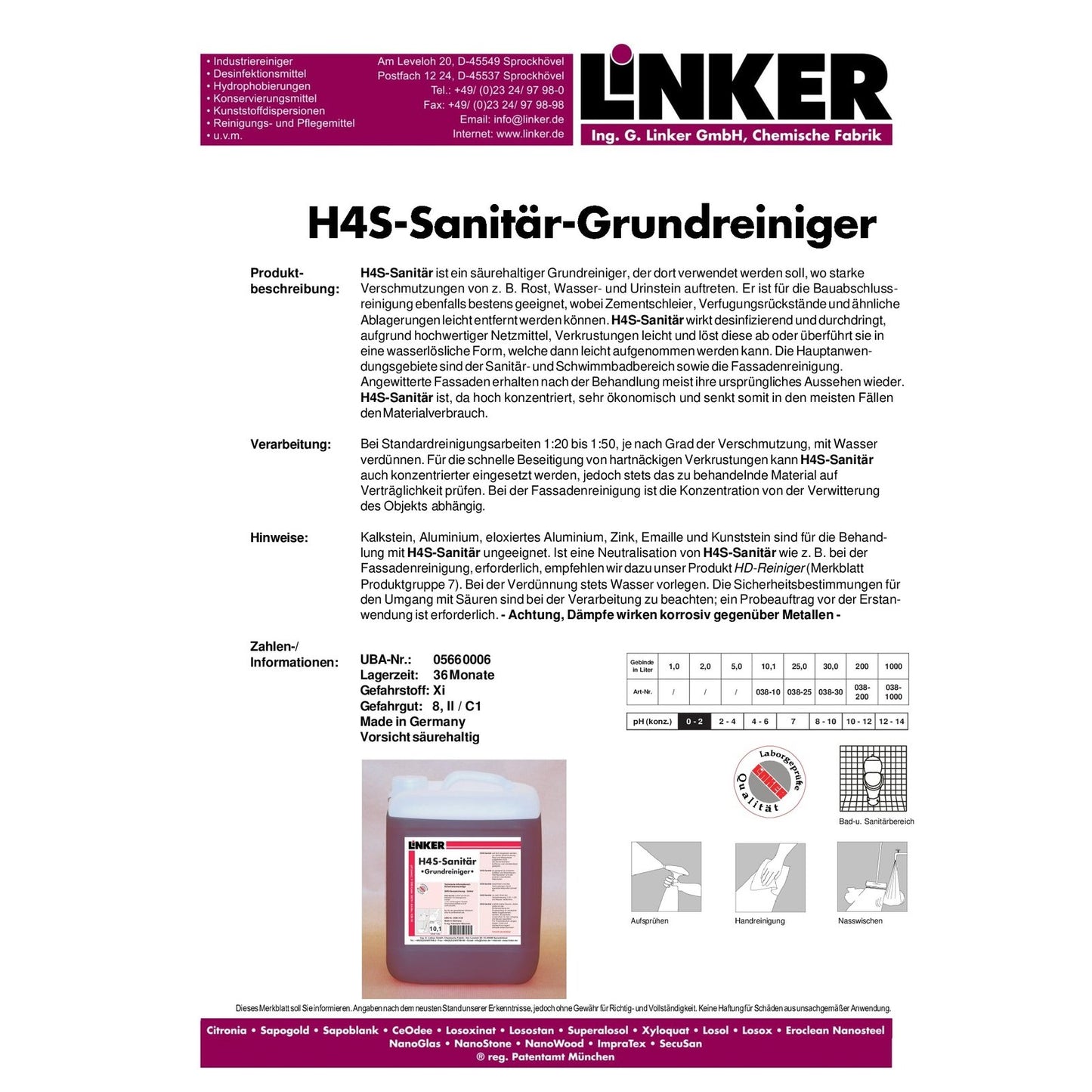 Linker H4S-Sanitär-Grundreiniger 1L / 10L
