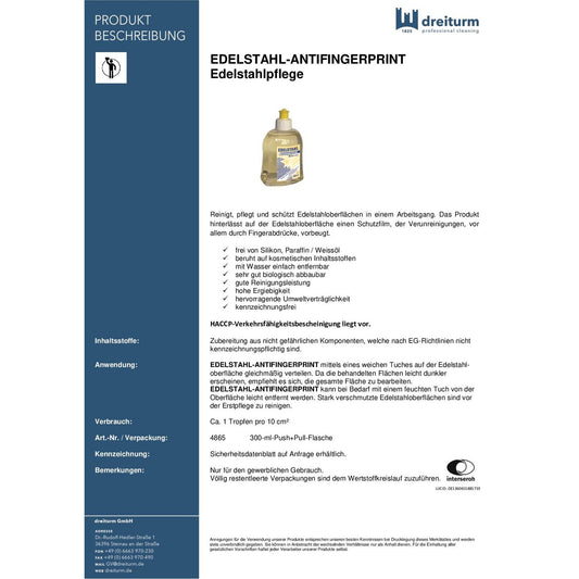 Dreiturm Edelstahl - Antifingerprint 300ml