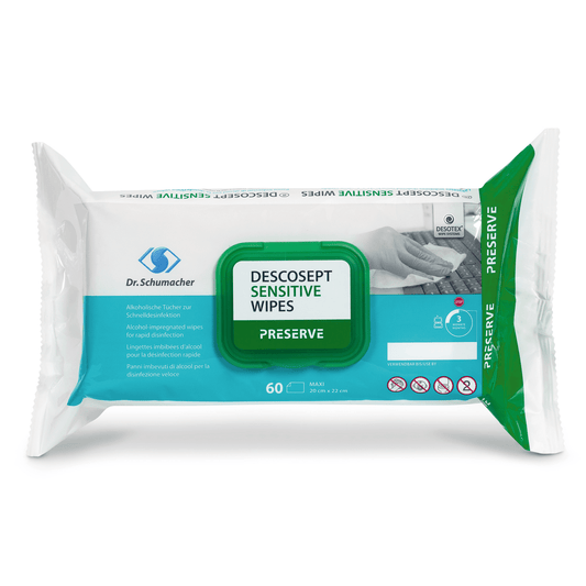 Dr. Schumacher Descosept Desinfektion Tücher Sensitive Wipes 60 Stk.