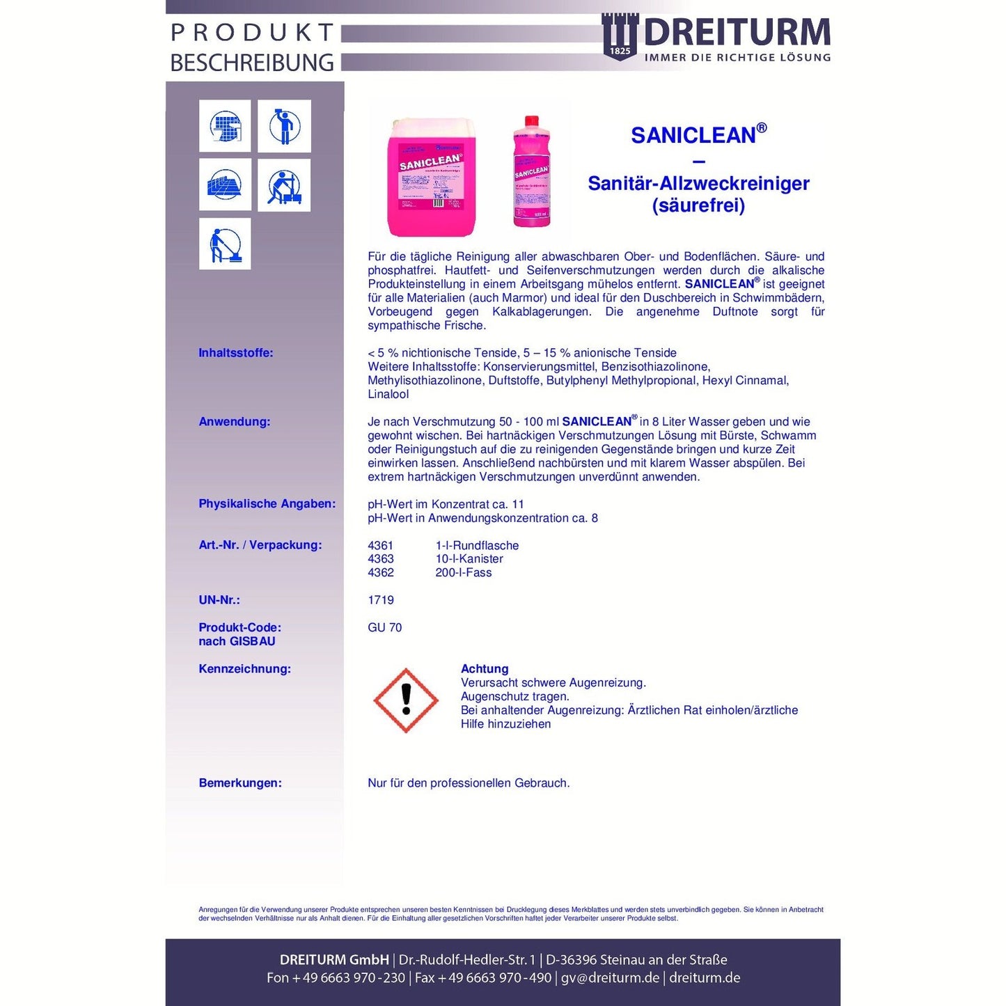 Saniclean® 1L / 10L Dreiturm
