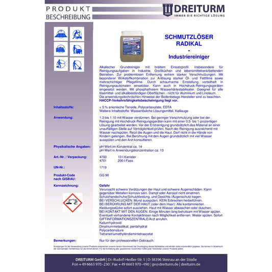 Schmutzlöser Radikal 10L Dreiturm