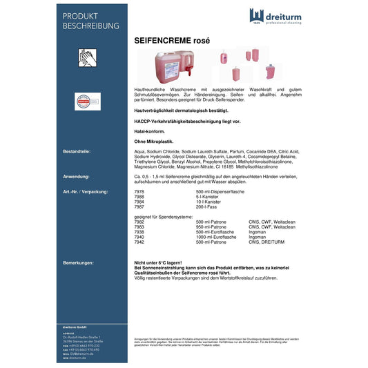 Seifencreme rosé 500ml Fuß-Patrone Dreiturm