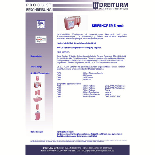 Seifencreme Rosé 5L / 10L Dreiturm