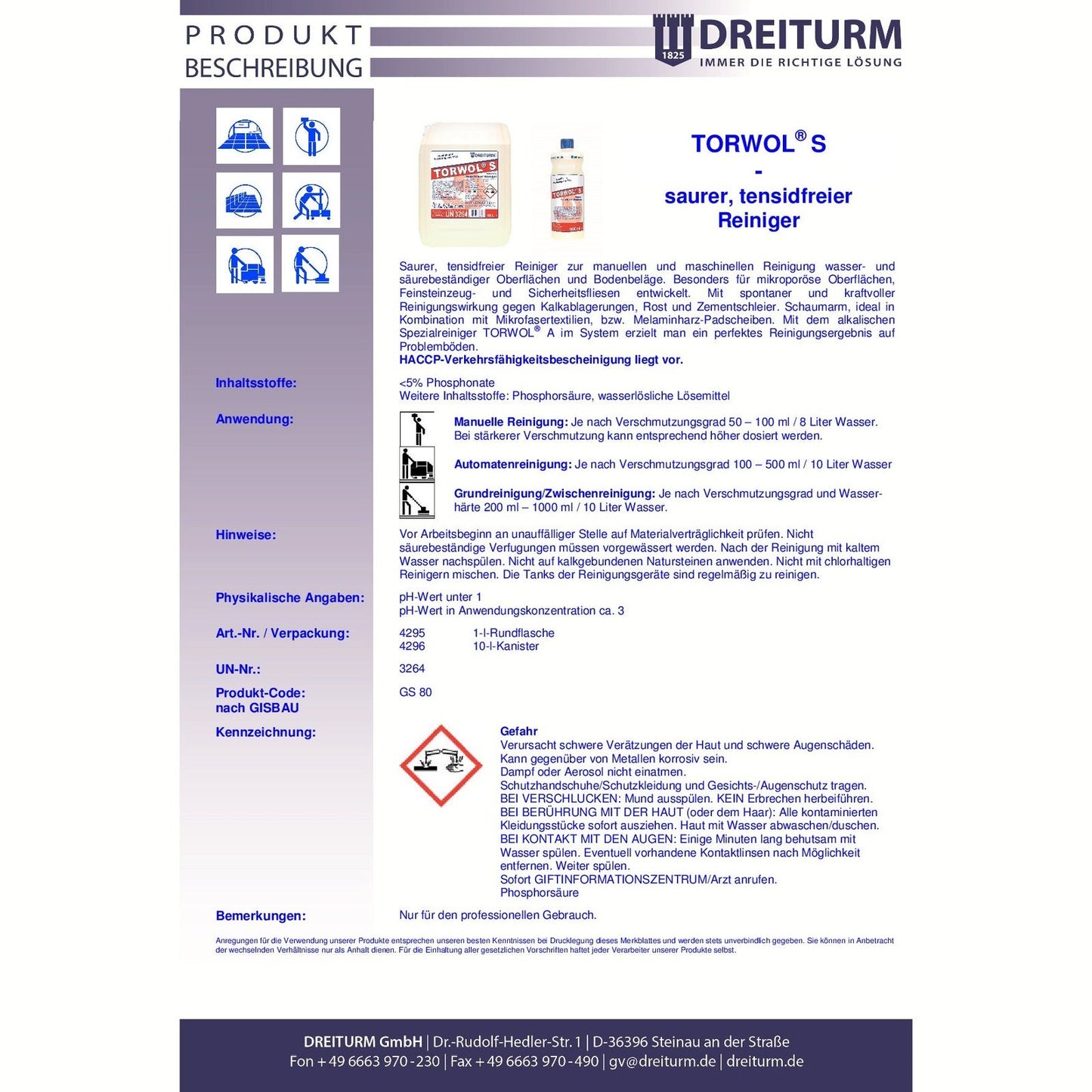 Dreiturm Torwol® S Reiniger