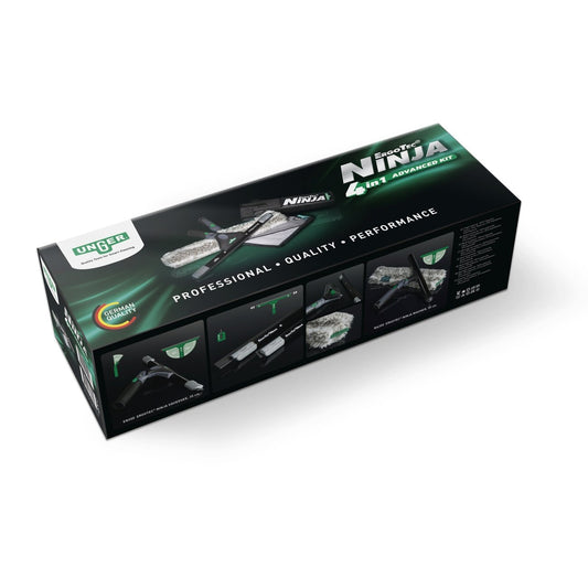 UNGER Ergo Tec NINJA AKN12 Premium Glasreinigung Set Kit 4 in 1