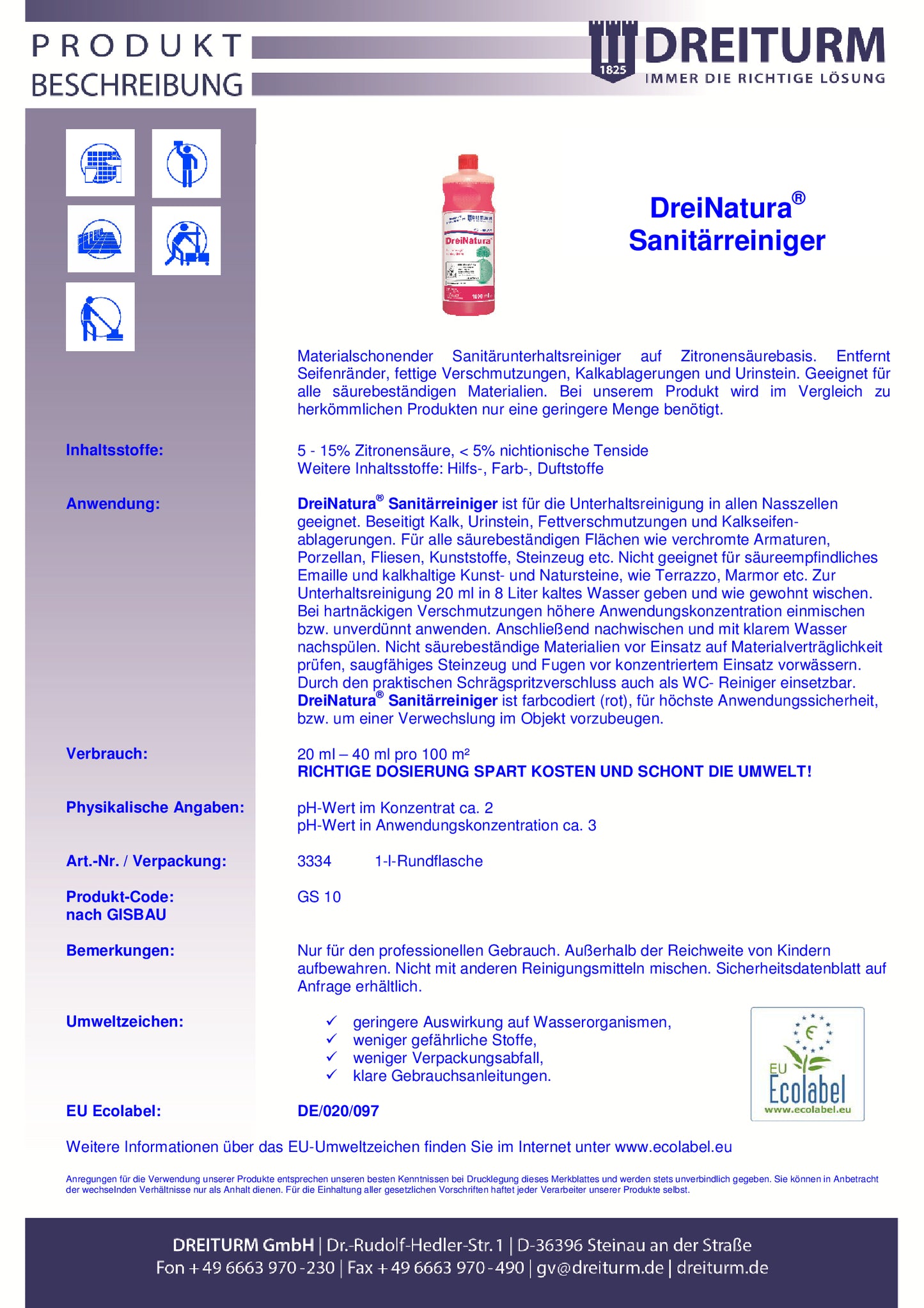 SANIfris eco DreiNatura® Sanitärreiniger 1L / 10 L