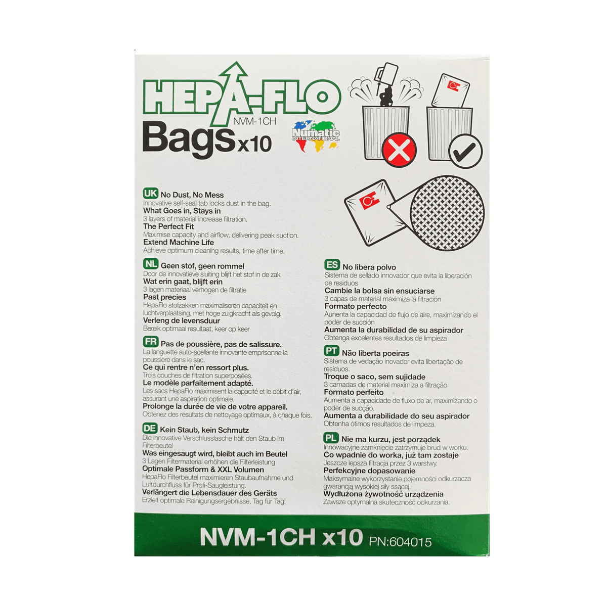 Numatic Hepa-Flo NVM-1CH Bags