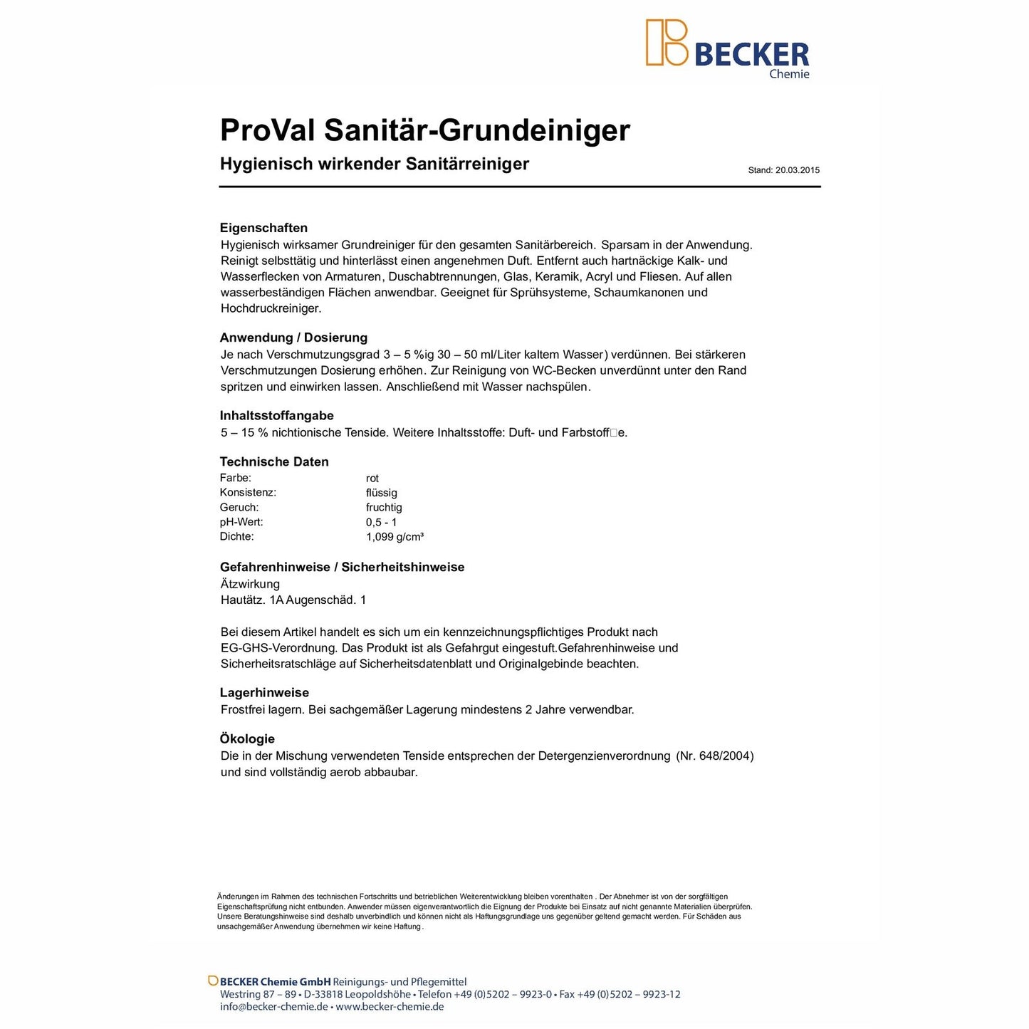 Sanitär-Grundreiniger 1L / 10L Proval