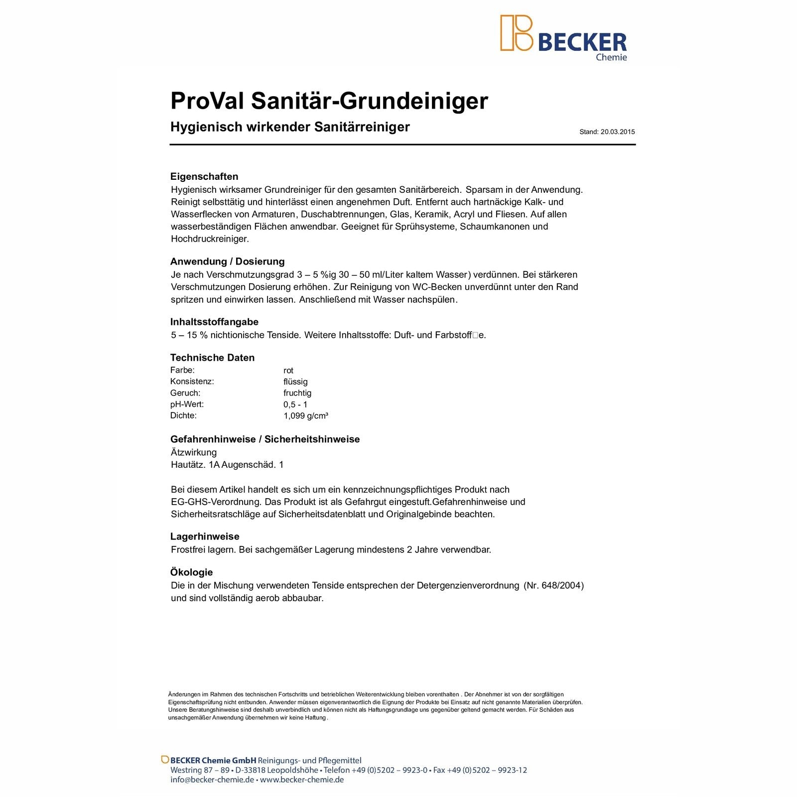 Sanitär-Grundreiniger 1L / 10L Proval